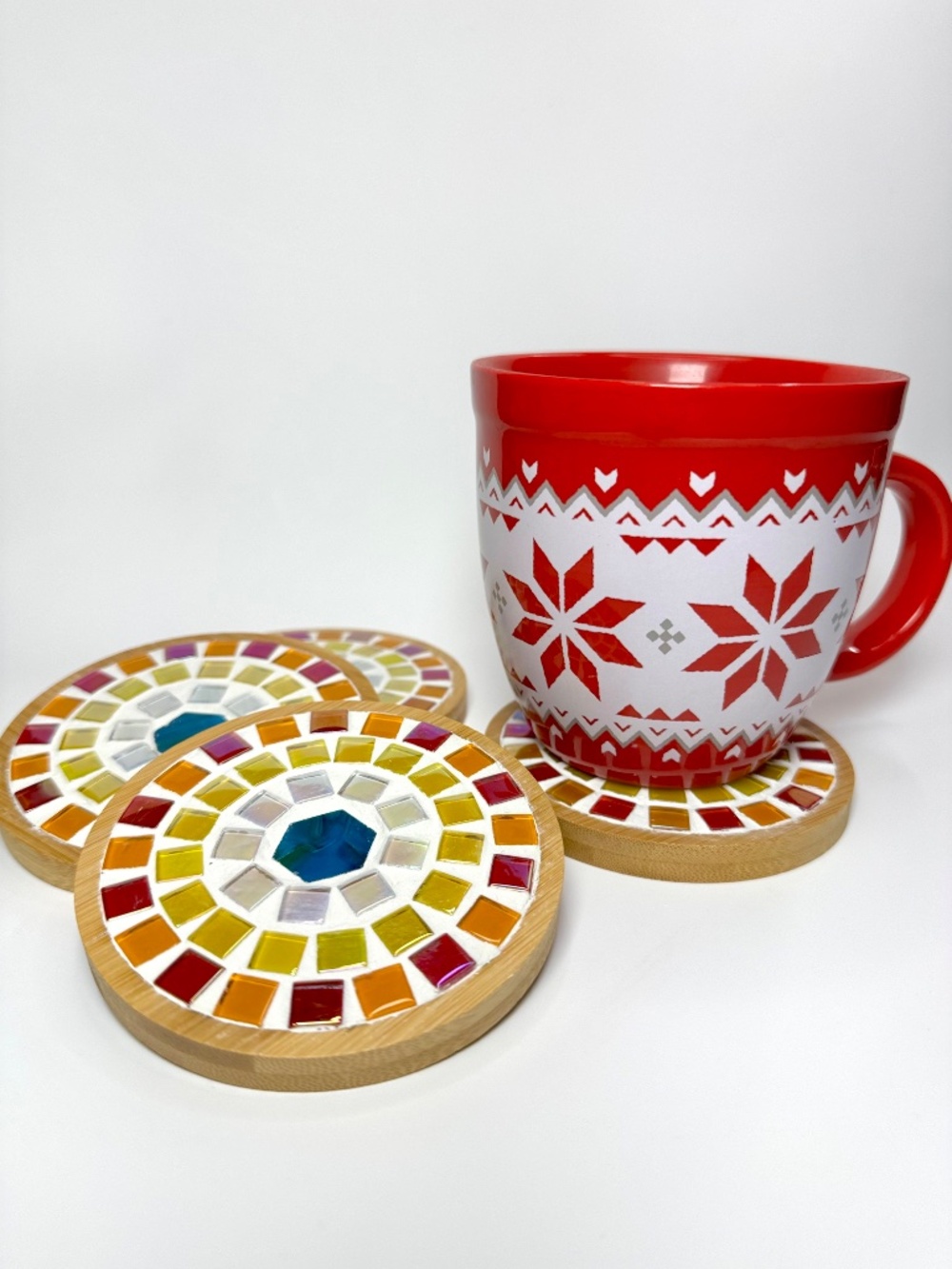 Handmade Mosaic Tile Coasters - Multicolor - Picture 3 of 5